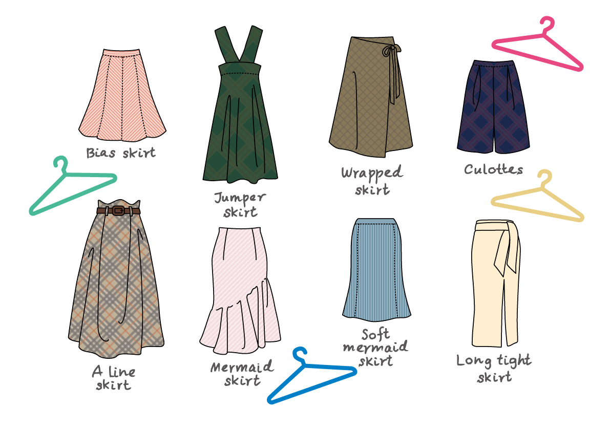 8種のラインのスカート